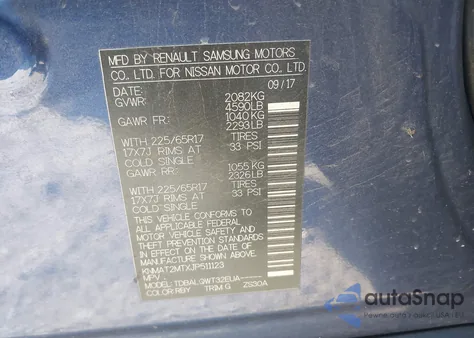2018 Nissan Rogue Sv from USA, damaged, VIN KNMAT2MTXJP511123